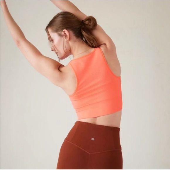 Athleta Aurora Crop Rib Tank NWT SMALL color Island Coral - Picture 3 of 7